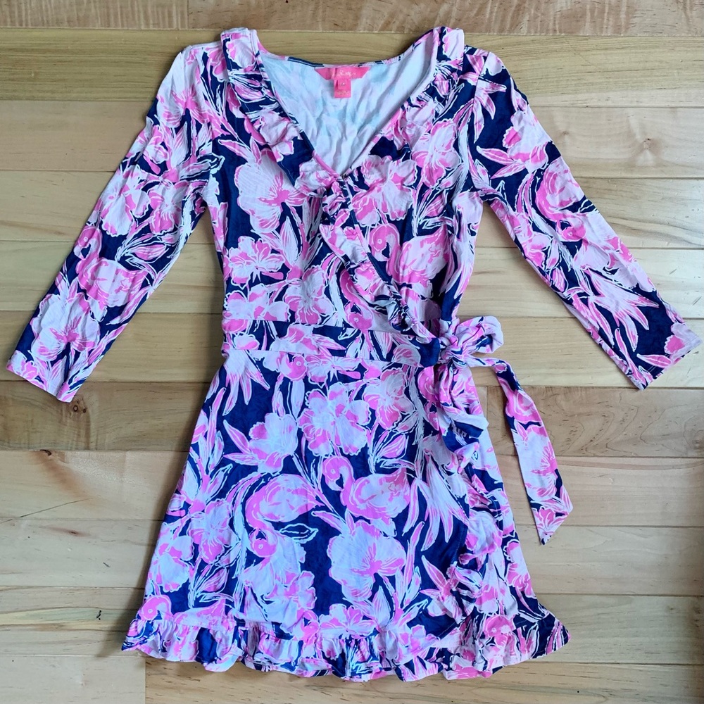 Lilly Pulitzer Jessalynne Romper in “Inky Navy Flamingle” - Picture 2 of 7